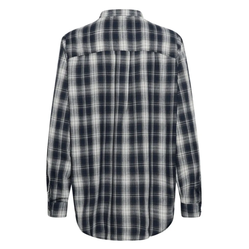DAMES My Essential Wardrobe Klassieke Shirt Donker Saffierblauw Geruit