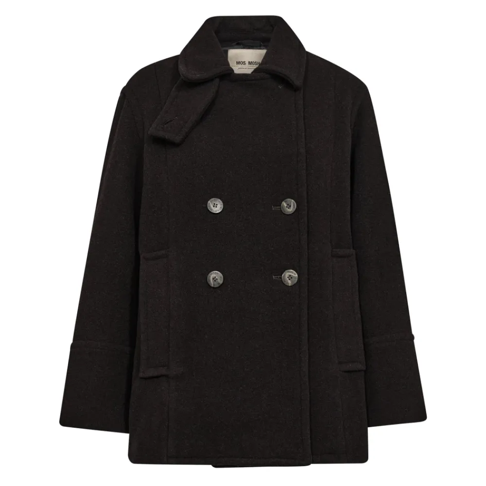 DAMES MOS MOSH Klassieke wollen jas Chocolade Torte