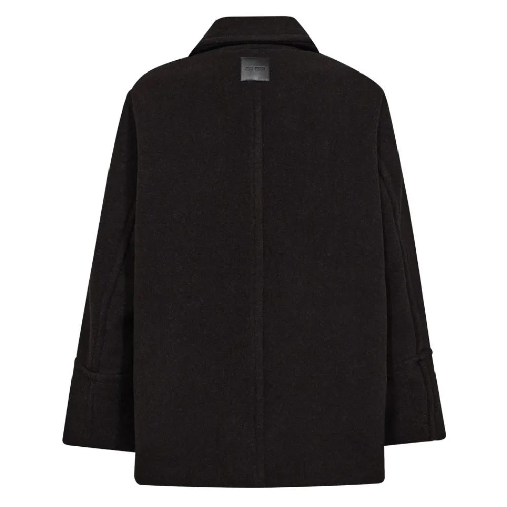 DAMES MOS MOSH Klassieke wollen jas Chocolade Torte