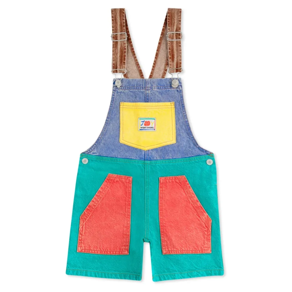 Bobo Choses Jumpsuits^Kleur Blok Denim Tuinbroek