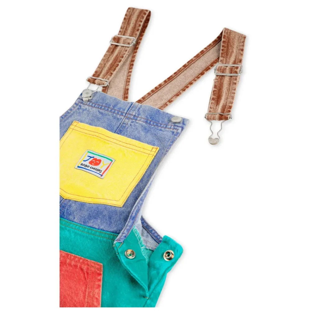Bobo Choses Jumpsuits^Kleur Blok Denim Tuinbroek
