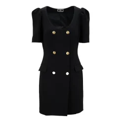 DAMES Elisabetta Franchi Korte jurk met pofmouwen en gouden knopen