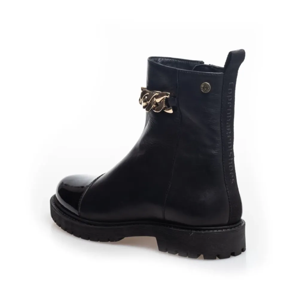 DAMES Copenhagen Shoes Enkellaarsjes^Korte leren laarzen met gouden accessoires