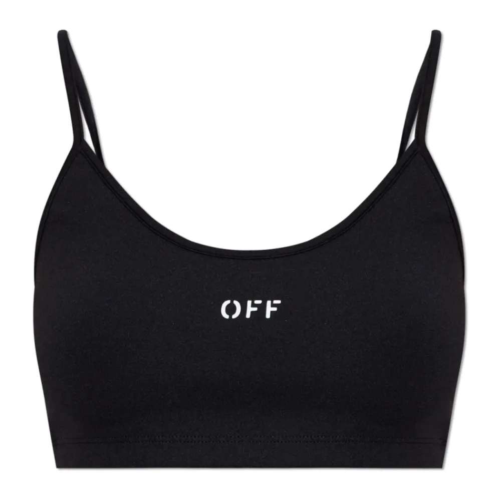 Off White Sportshirts^Korte Top met Col en Bandjes