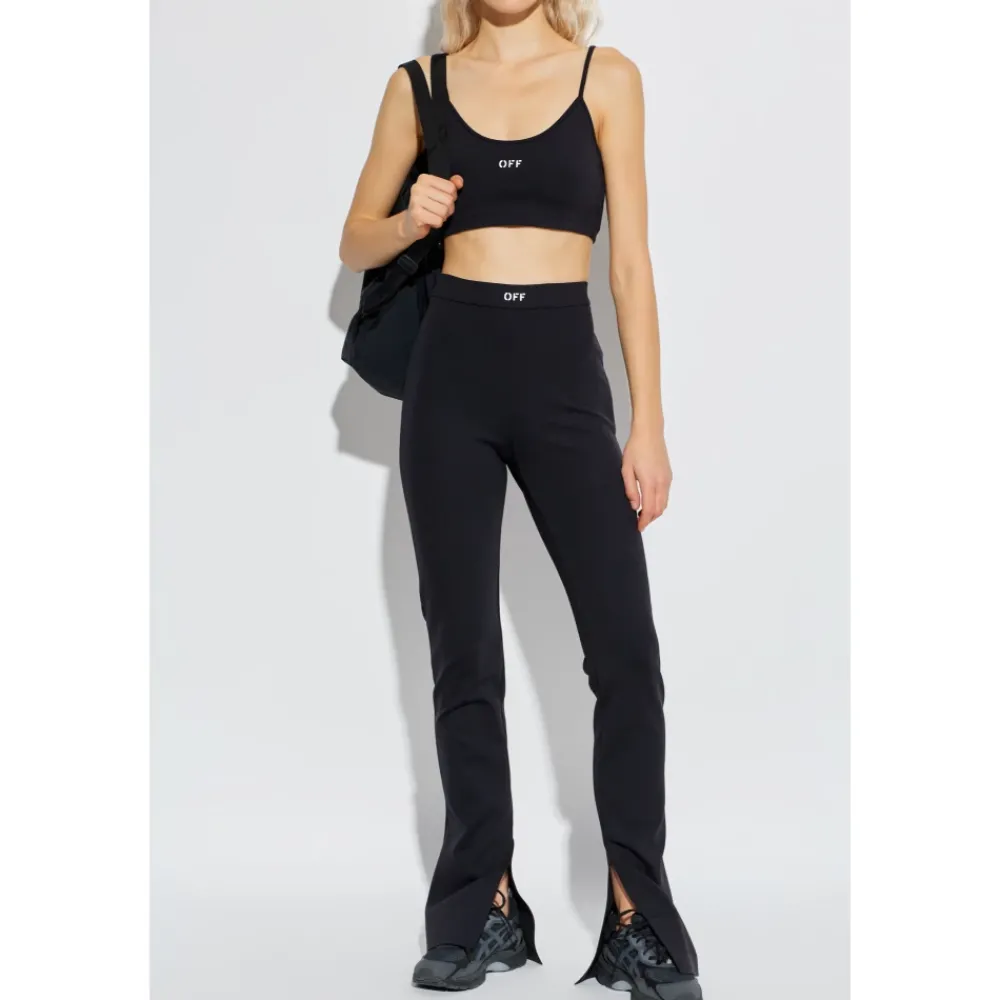 Off White Sportshirts^Korte Top met Col en Bandjes