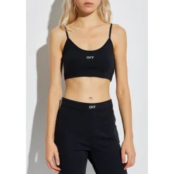 Off White Sportshirts^Korte Top met Col en Bandjes