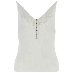 DAMES Self Portrait Shirts^Lace Trim Rib Knit Top