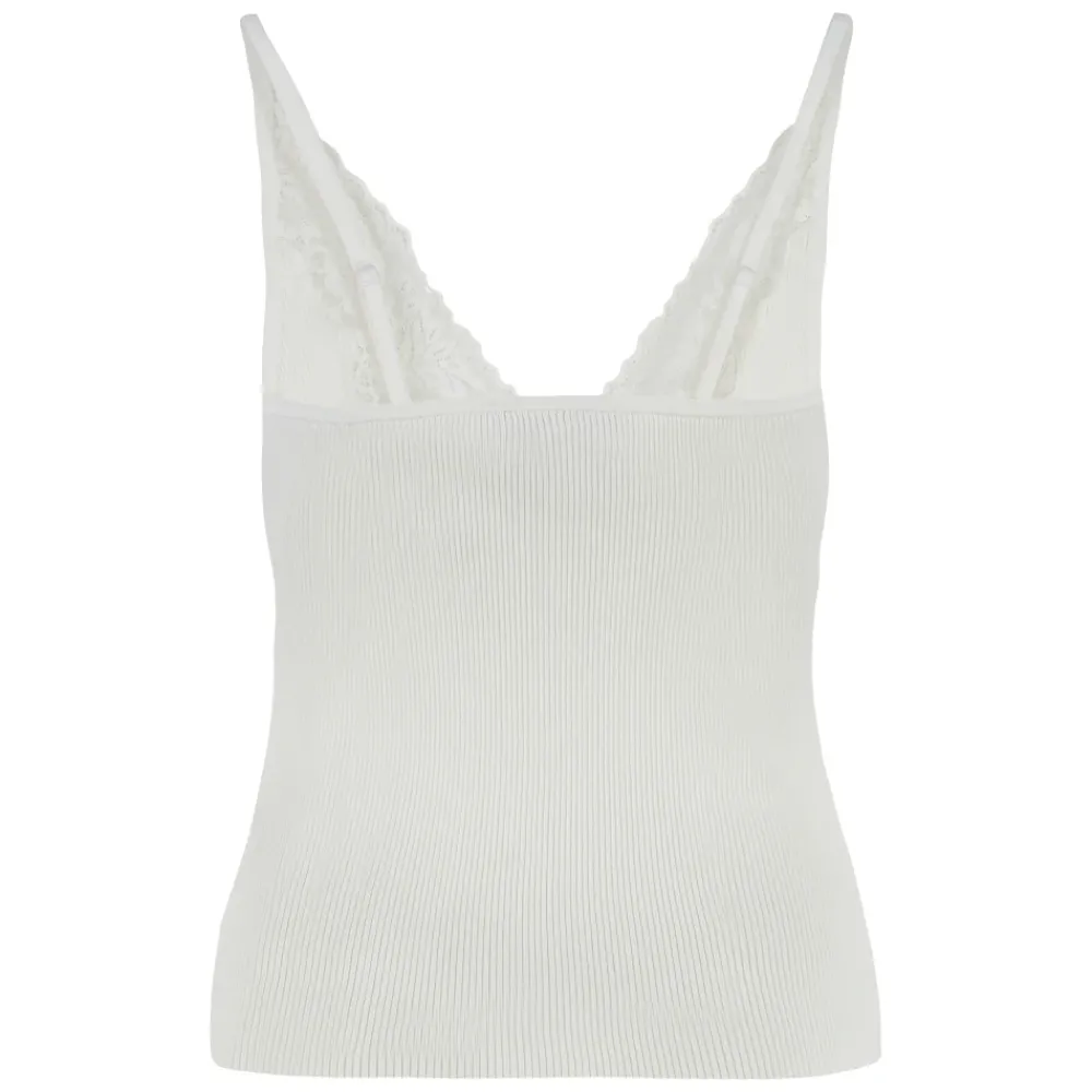 DAMES Self Portrait Shirts^Lace Trim Rib Knit Top