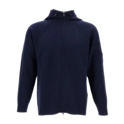 Heren C.P. Company Lambswool GRS Hooded Full Zip Sweater
