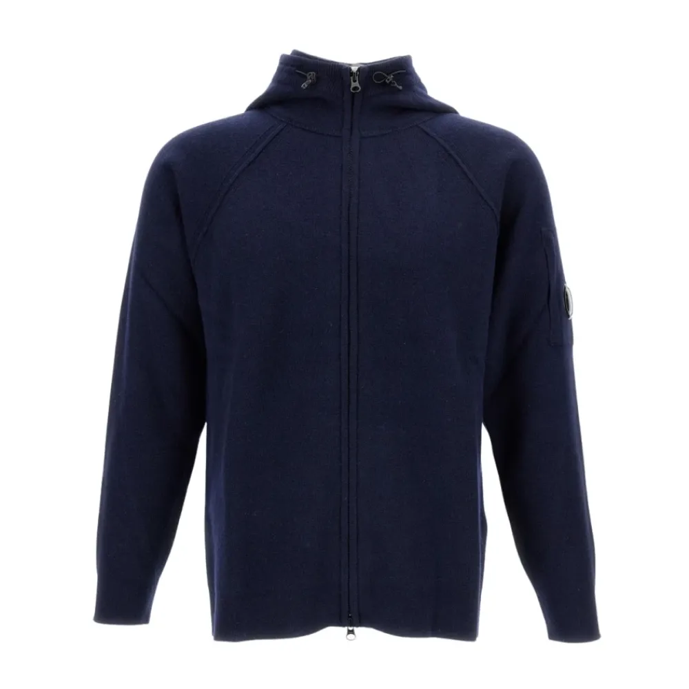 Heren C.P. Company Lambswool GRS Hooded Full Zip Sweater