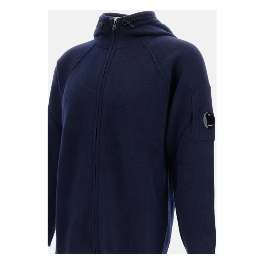 Heren C.P. Company Lambswool GRS Hooded Full Zip Sweater