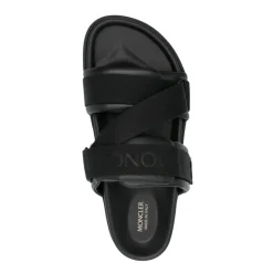 DAMES Moncler Slippers^Lamsleren Sliders met Rubberen Zool
