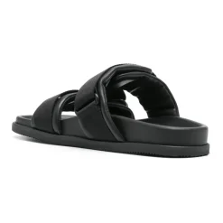 DAMES Moncler Slippers^Lamsleren Sliders met Rubberen Zool