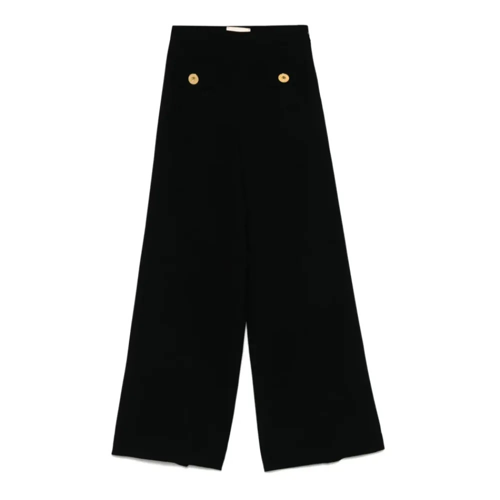 Elisabetta Franchi Lange Broek met Zakken en Knopen