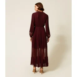 DAMES Twinset Jurken^Lange jurk met kant en plooien