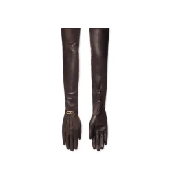 DAMES Elisabetta Franchi Lange Nappa Handschoenen met Juweeldetail