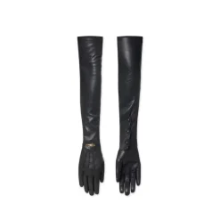 DAMES Elisabetta Franchi Lange Nappa Handschoenen met Juweel Detail