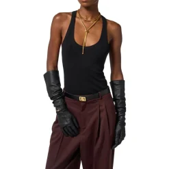 DAMES Elisabetta Franchi Lange Nappa Handschoenen met Juweel Detail