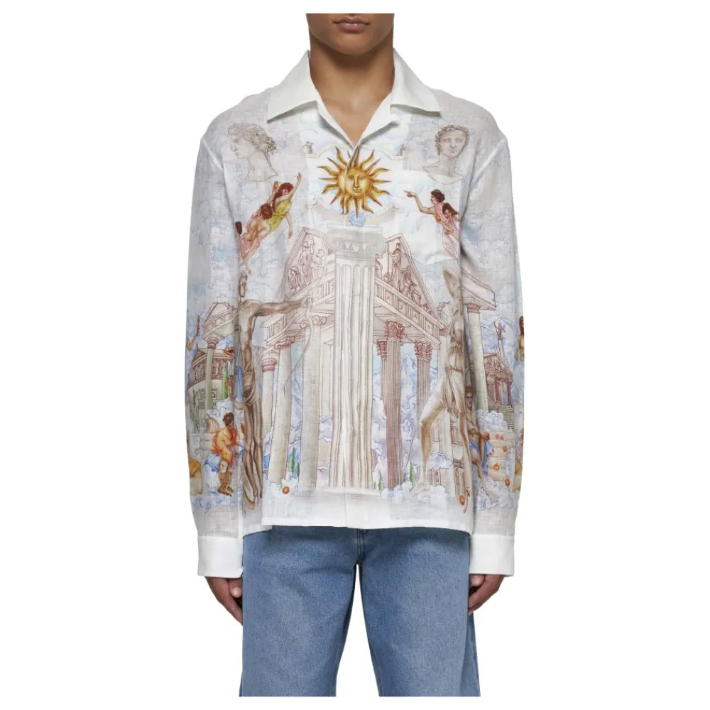 Heren Casablanca Le Temple du Savoir Linnen Overhemd