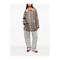 DAMES Ganni Jassen^Leopard Printed Canvas Midi Jacket
