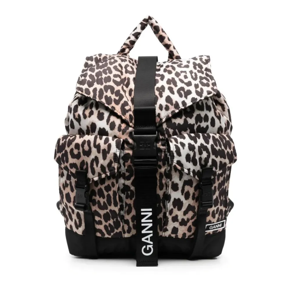 DAMES Ganni Rugzakken^Leopard Tech Rugzak Print