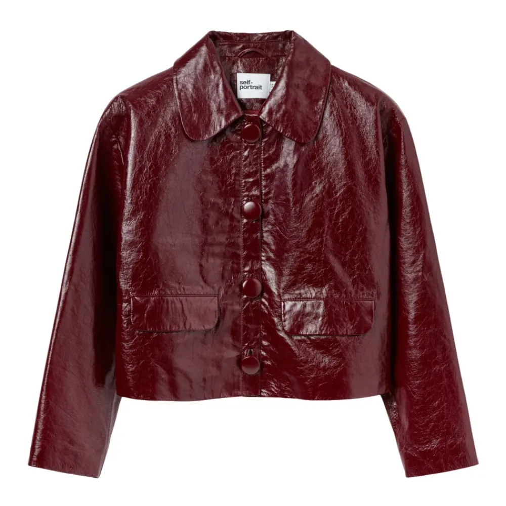 DAMES Self Portrait Jassen^Leren Cropped Jas