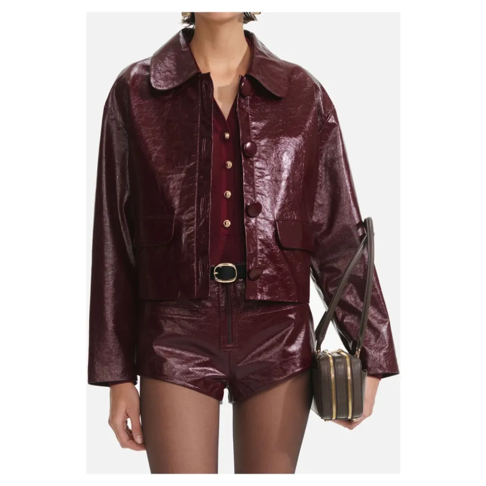 DAMES Self Portrait Jassen^Leren Cropped Jas