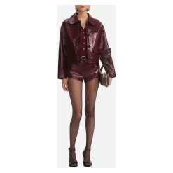 DAMES Self Portrait Jassen^Leren Cropped Jas