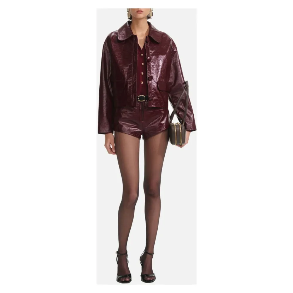 DAMES Self Portrait Jassen^Leren Cropped Jas