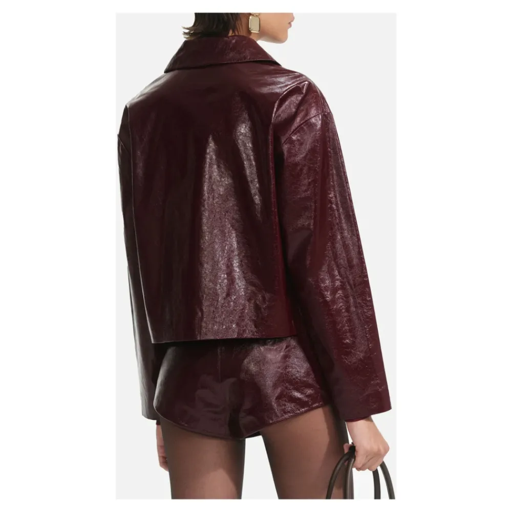 DAMES Self Portrait Jassen^Leren Cropped Jas