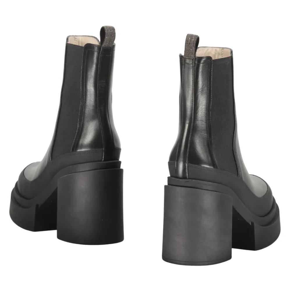 DAMES Fabiana Filippi Enkellaarsjes^Leren enkellaarzen met blokhak