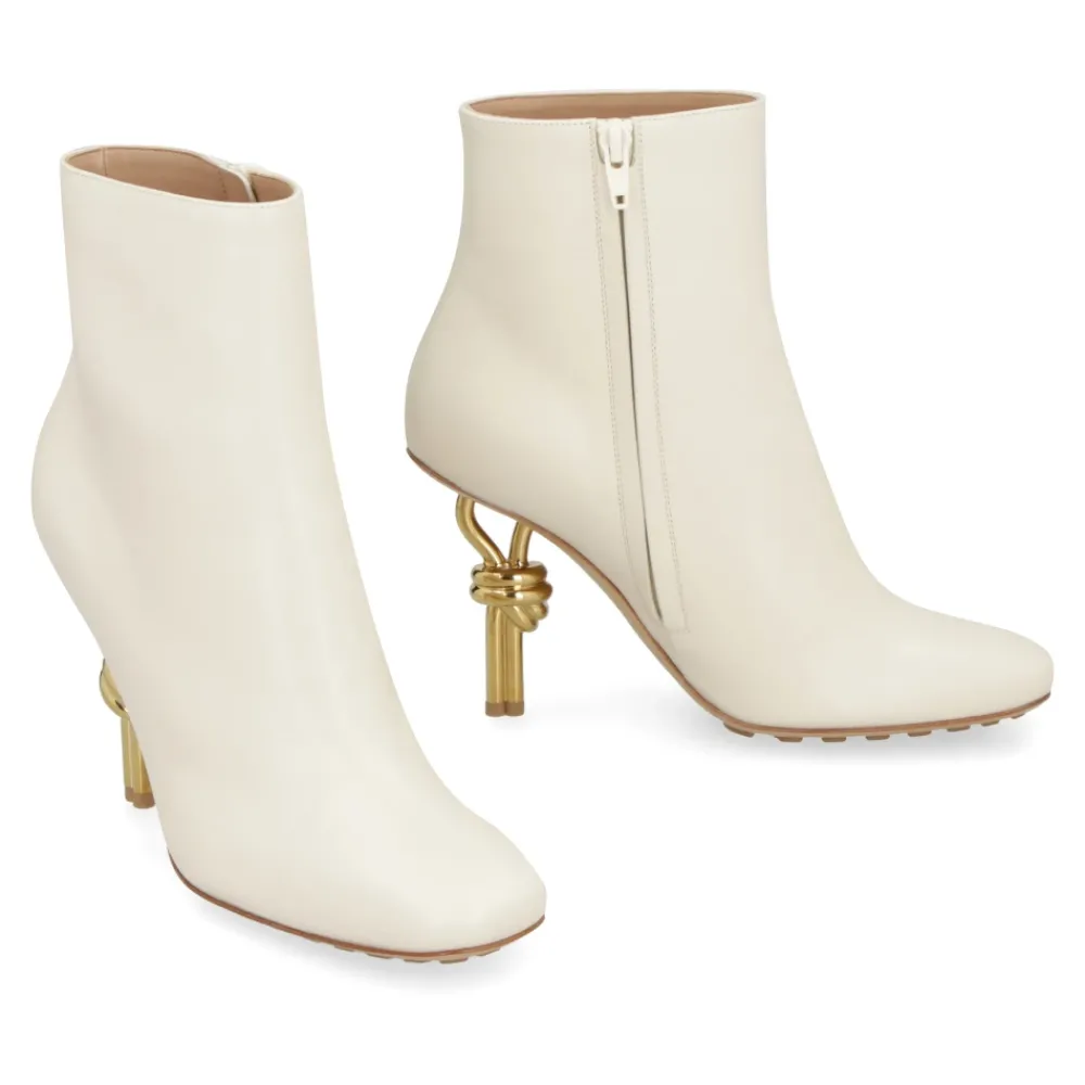 DAMES Bottega Veneta Leren enkellaarzen met metalen hak