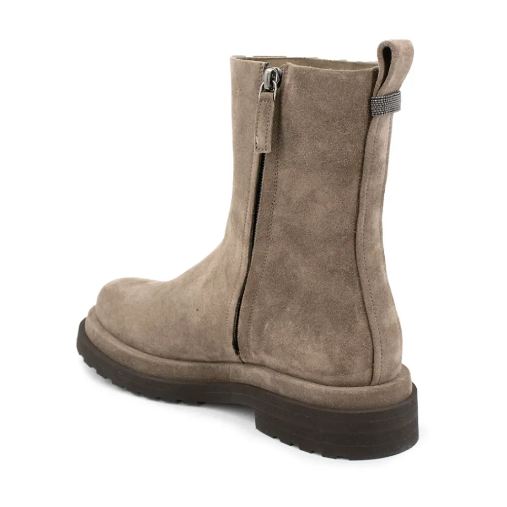 DAMES Brunello Cucinelli Enkellaarsjes|Laarzen^Leren enkellaarzen voor stijl en comfort