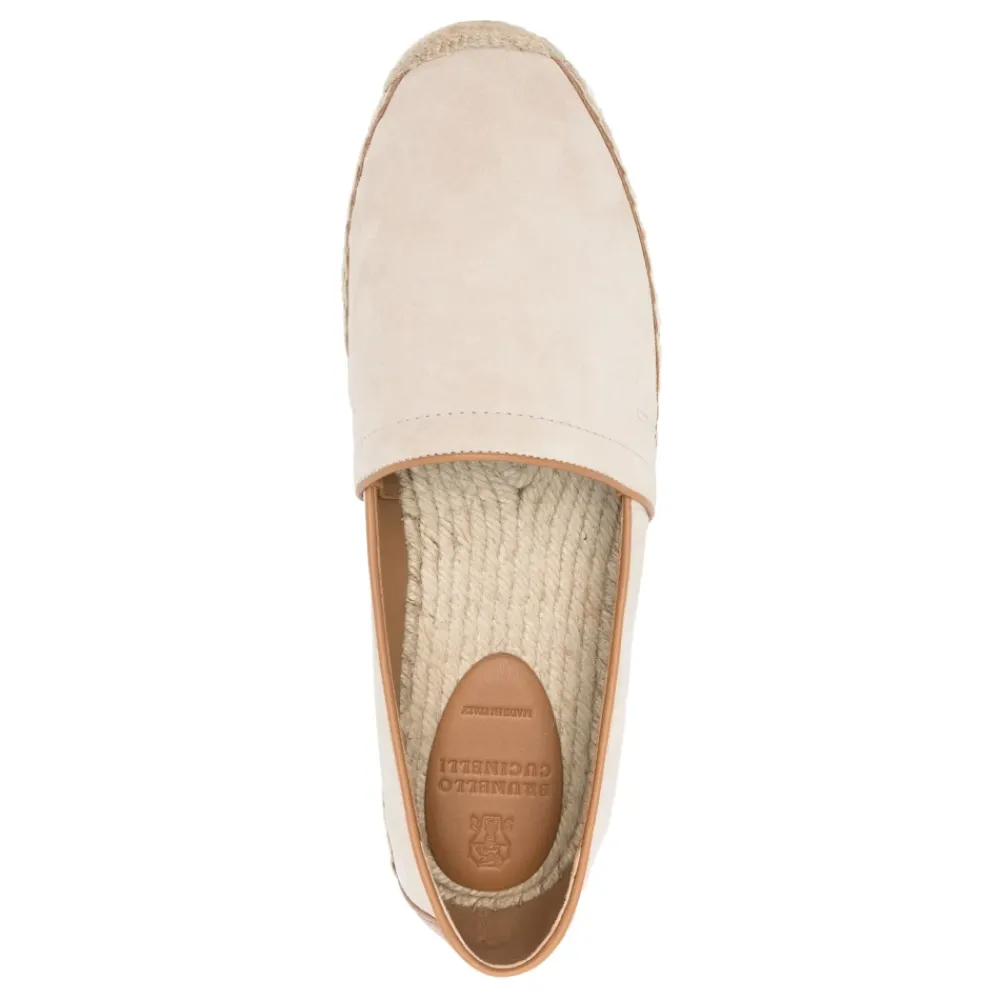Heren Brunello Cucinelli Espadrilles^Leren Espadrilles met Rubberen Zool