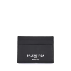 Heren Balenciaga Leren kaarthouder met logoprint