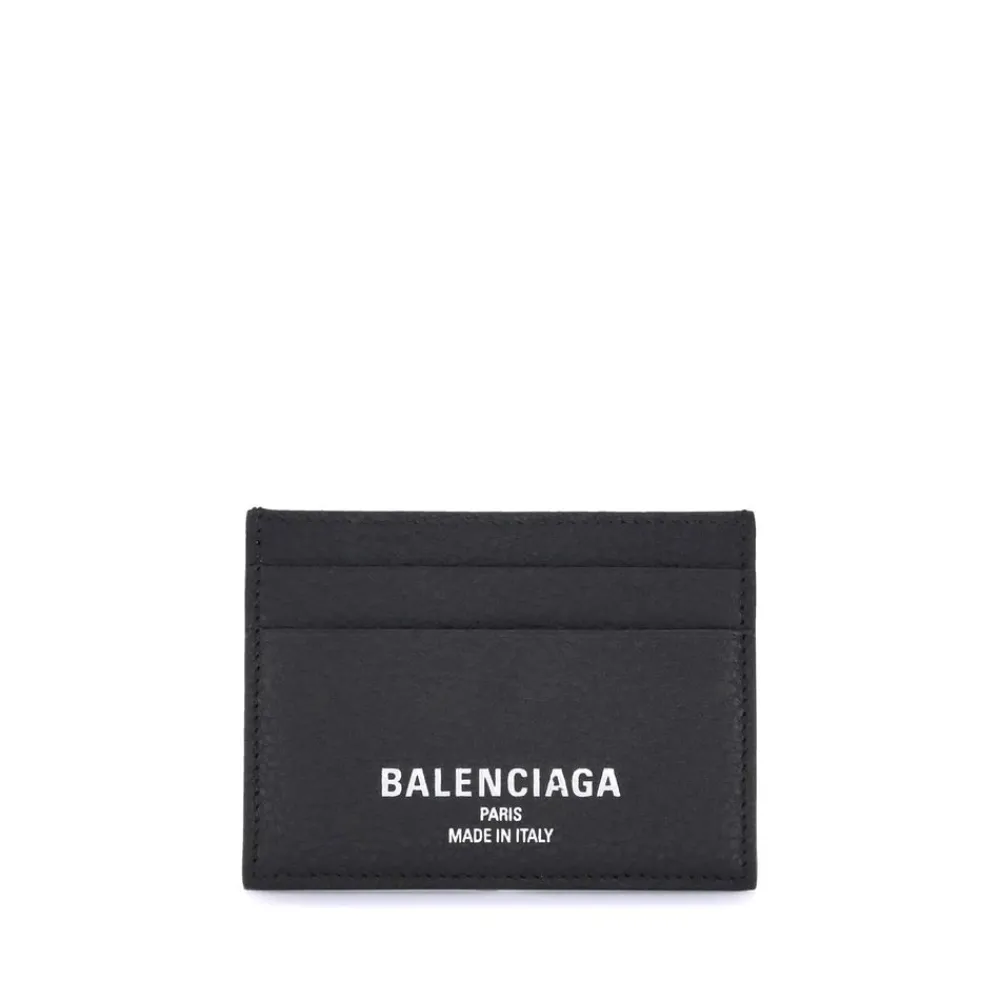 Heren Balenciaga Leren kaarthouder met logoprint