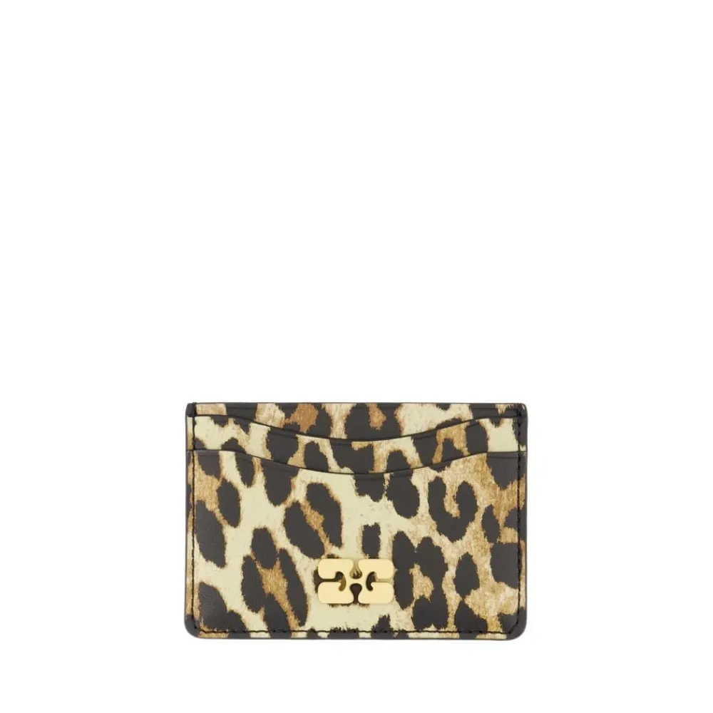 DAMES Ganni Portefeuilles^Leren Kaarthouder met Print