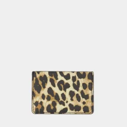 DAMES Ganni Portefeuilles^Leren Kaarthouder met Print