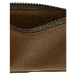 DAMES Brunello Cucinelli Portefeuilles^Leren Kaarthouder Met Structuur En Glanzende Rits