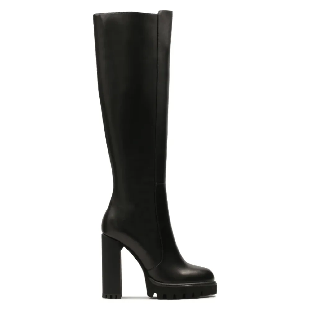 DAMES Kazar Enkellaarsjes^Leren laarzen met hoge hak en plateau