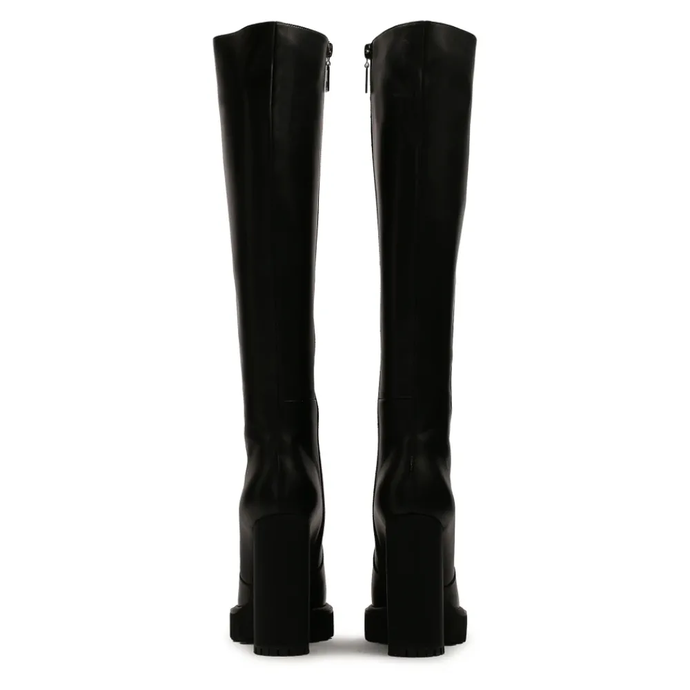 DAMES Kazar Enkellaarsjes^Leren laarzen met hoge hak en plateau