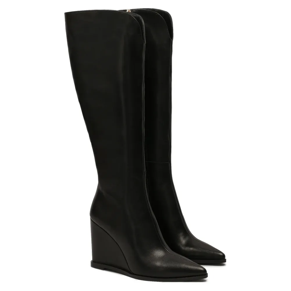 DAMES Kazar Leren laarzen op een platform met een puntige neus