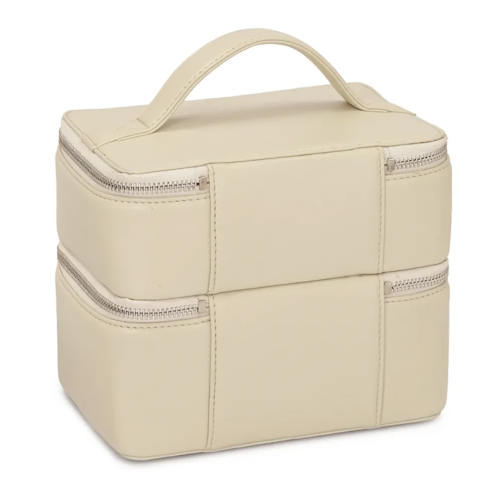 DAMES Kazar Leren make-uptas met spiegel en borstelhouders