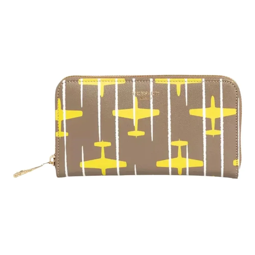 DAMES Trussardi Portefeuilles^Leren Portemonnee met Vliegtuigthema en Rits