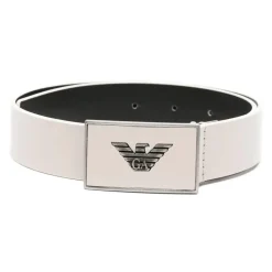 Armani Leren Riem met Logo Gesp