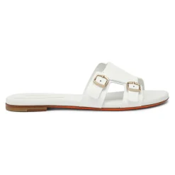 DAMES Santoni Slippers^Leren sandaal met dubbele gespsluiting