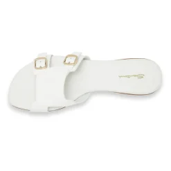 DAMES Santoni Slippers^Leren sandaal met dubbele gespsluiting