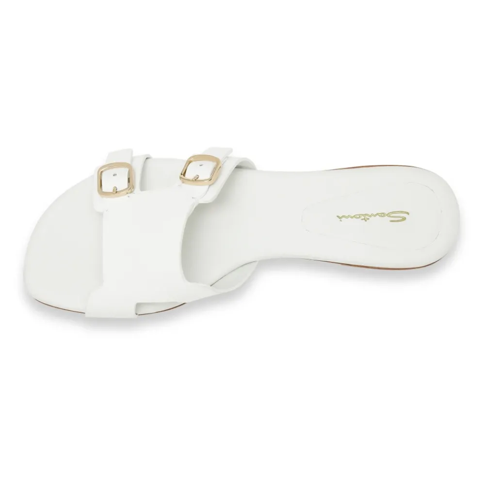 DAMES Santoni Slippers^Leren sandaal met dubbele gespsluiting