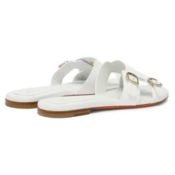 DAMES Santoni Slippers^Leren sandaal met dubbele gespsluiting