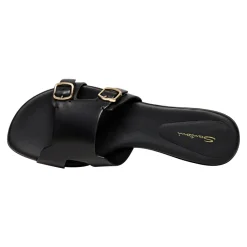 DAMES Santoni Leren Slide Sandaal met Dubbele Gesp